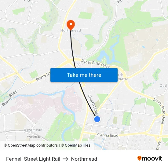 Fennell Street Light Rail to Northmead map