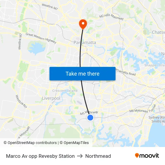 Marco Av opp Revesby Station to Northmead map