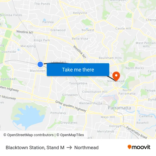 Blacktown Station, Stand M to Northmead map
