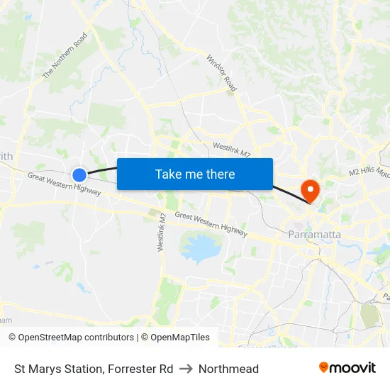 St Marys Station, Forrester Rd to Northmead map