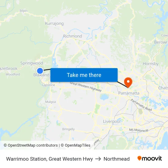 Warrimoo Station, Great Western Hwy to Northmead map