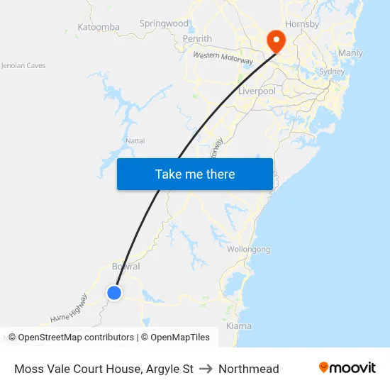 Moss Vale Court House, Argyle St to Northmead map