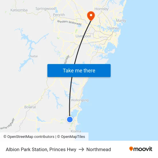 Albion Park Station, Princes Hwy to Northmead map