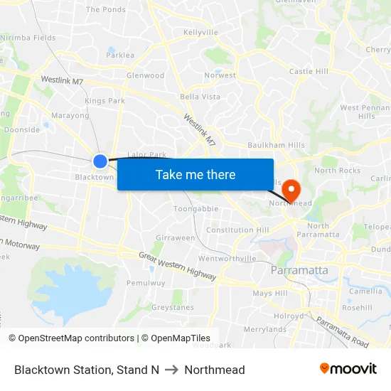 Blacktown Station, Stand N to Northmead map