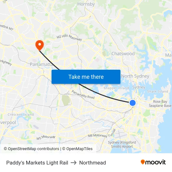 Paddy's Markets Light Rail to Northmead map
