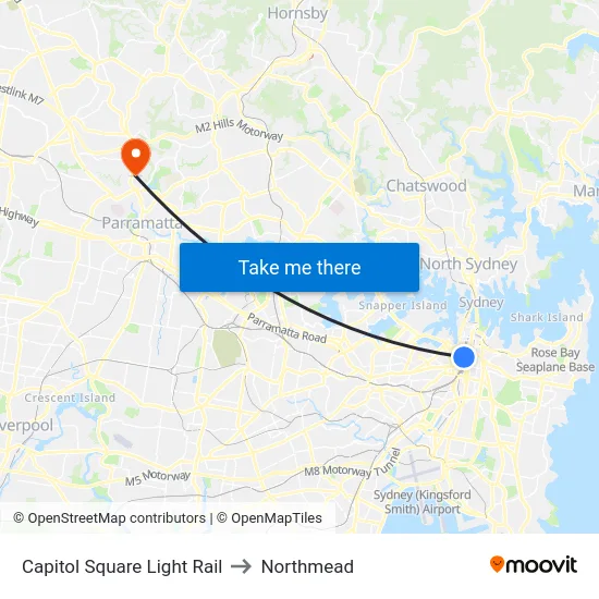 Capitol Square Light Rail to Northmead map