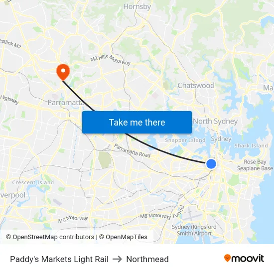 Paddy's Markets Light Rail to Northmead map