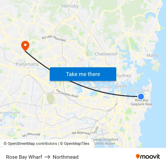 Rose Bay Wharf to Northmead map