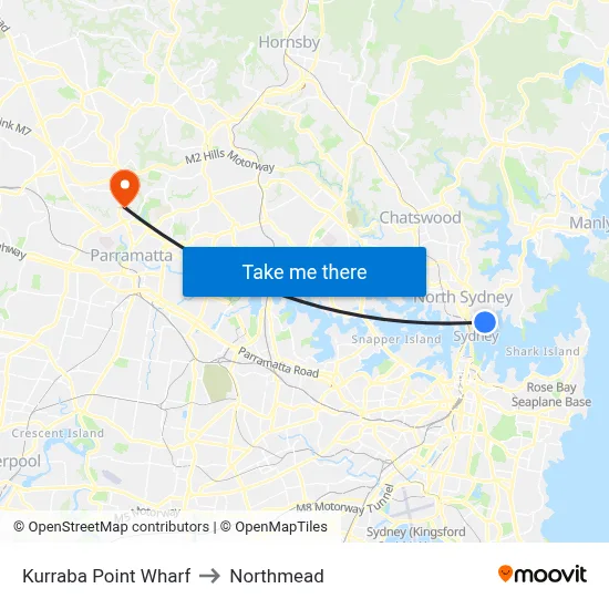 Kurraba Point Wharf to Northmead map