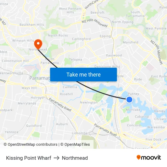 Kissing Point Wharf to Northmead map