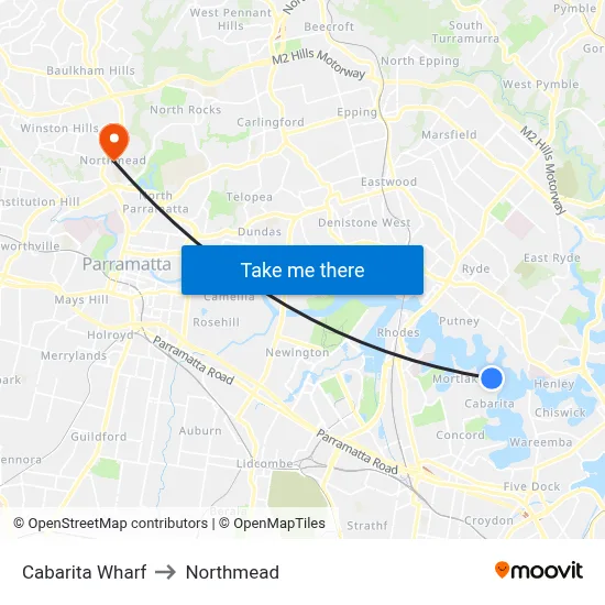 Cabarita Wharf to Northmead map