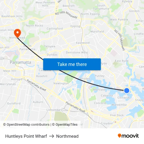 Huntleys Point Wharf to Northmead map