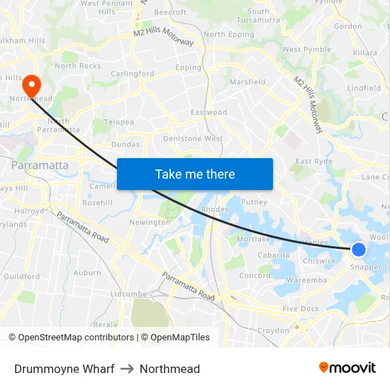 Drummoyne Wharf to Northmead map