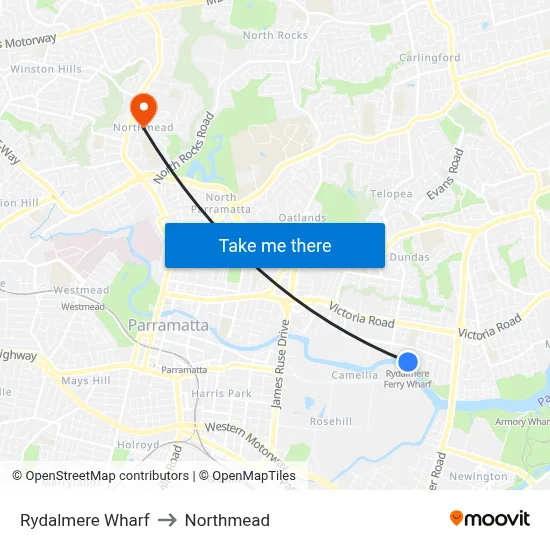 Rydalmere Wharf to Northmead map