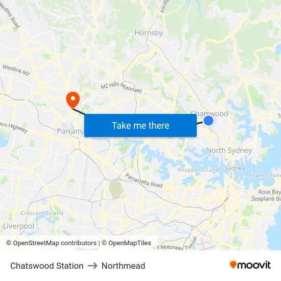 Chatswood Station to Northmead map
