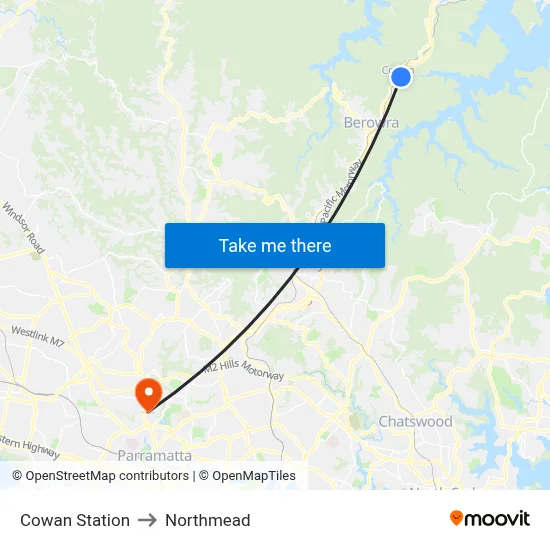 Cowan Station to Northmead map