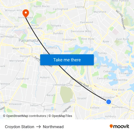 Croydon Station to Northmead map