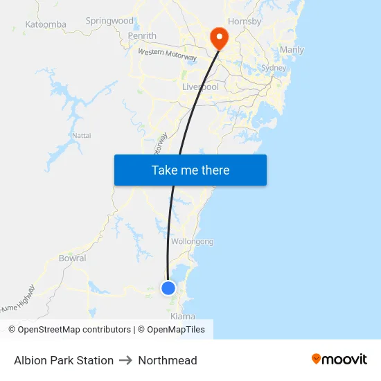 Albion Park Station to Northmead map