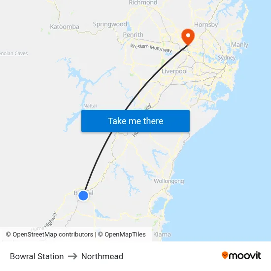 Bowral Station to Northmead map