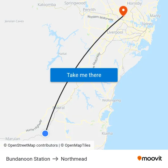 Bundanoon Station to Northmead map