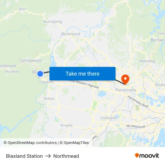 Blaxland Station to Northmead map