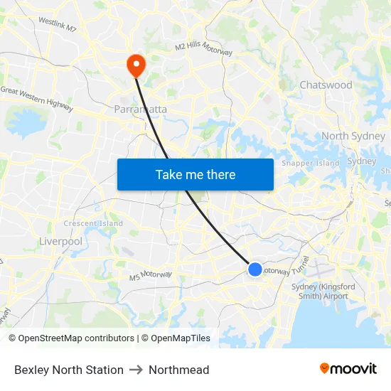Bexley North Station to Northmead map