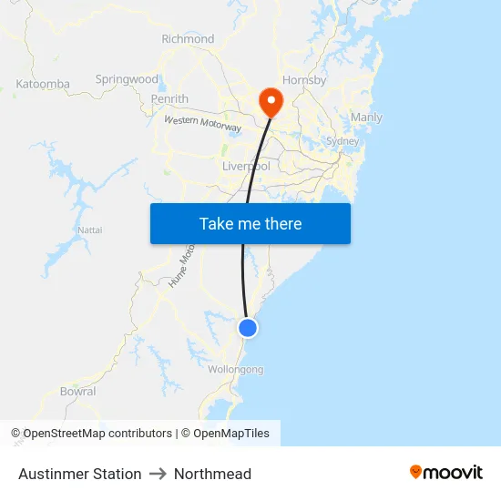 Austinmer Station to Northmead map
