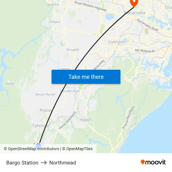 Bargo Station to Northmead map