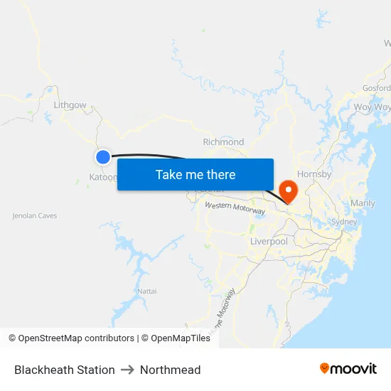Blackheath Station to Northmead map