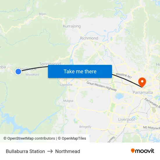 Bullaburra Station to Northmead map