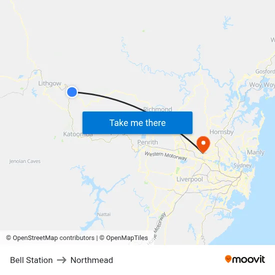 Bell Station to Northmead map