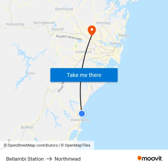 Bellambi Station to Northmead map