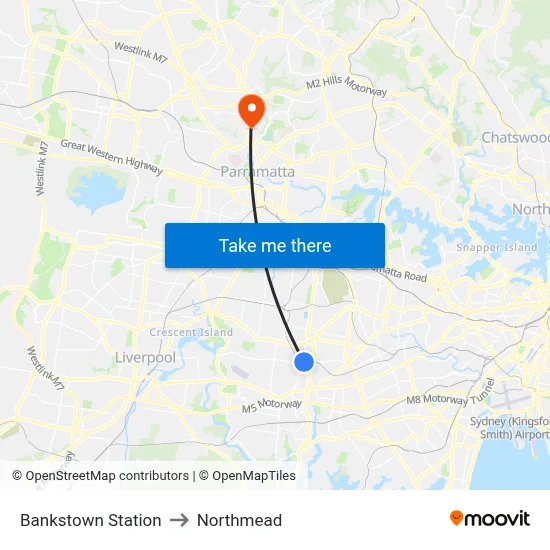 Bankstown Station to Northmead map