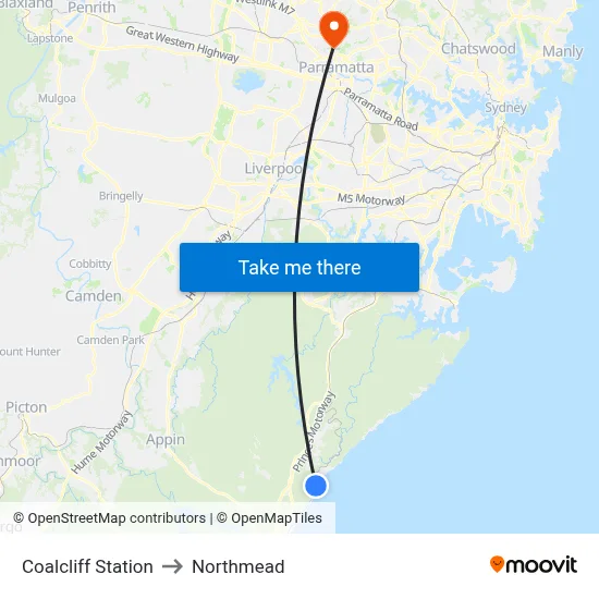 Coalcliff Station to Northmead map