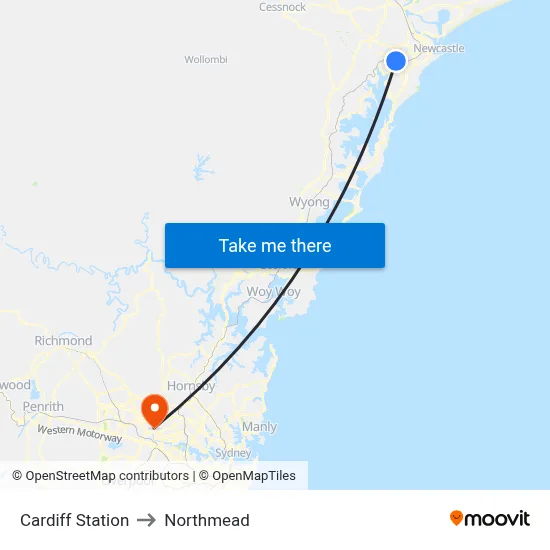 Cardiff Station to Northmead map