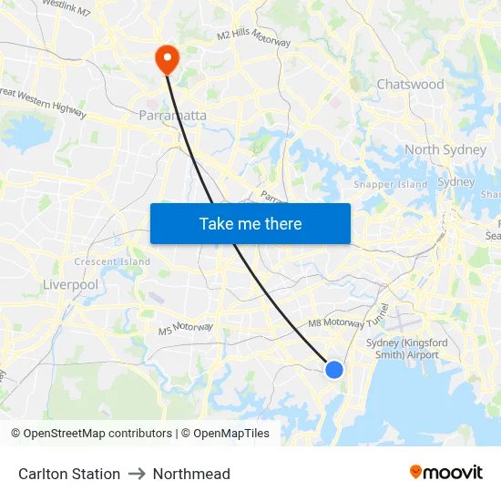 Carlton Station to Northmead map