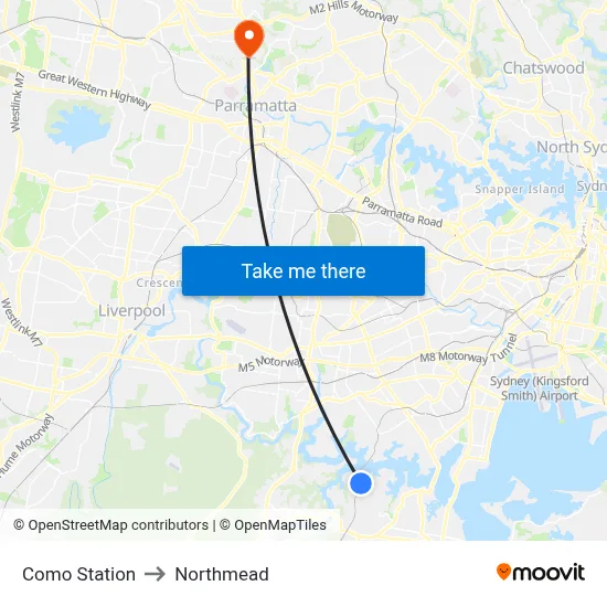 Como Station to Northmead map