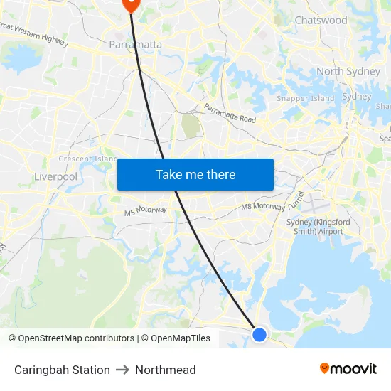 Caringbah Station to Northmead map