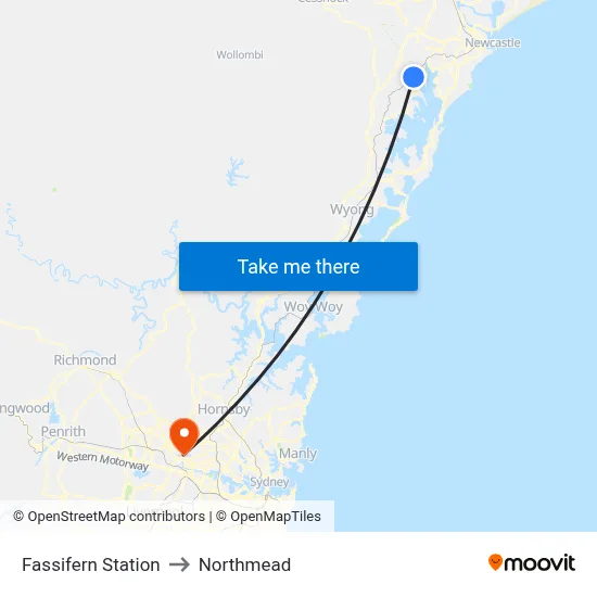 Fassifern Station to Northmead map