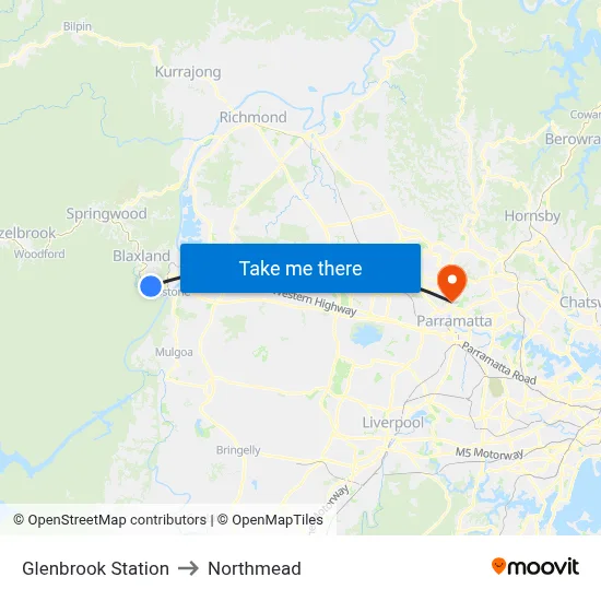 Glenbrook Station to Northmead map