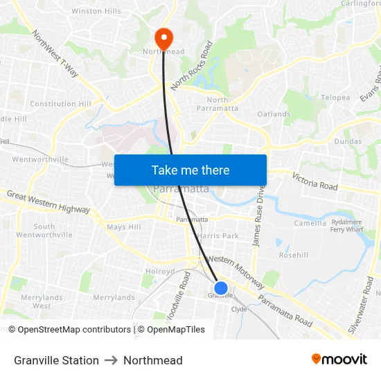 Granville Station to Northmead map