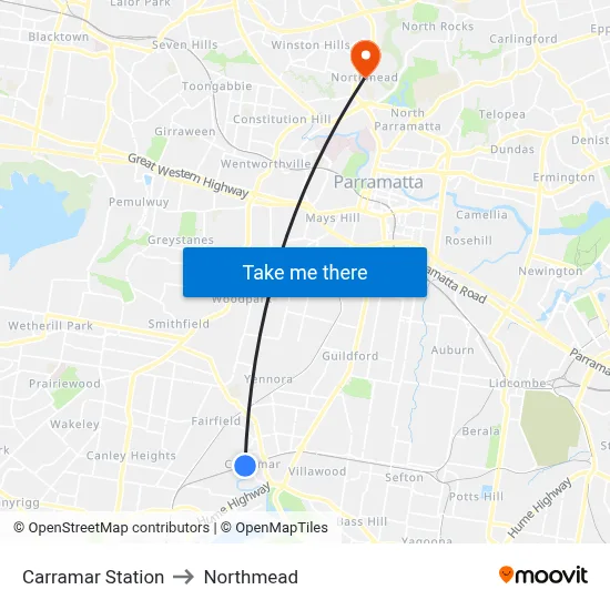 Carramar Station to Northmead map