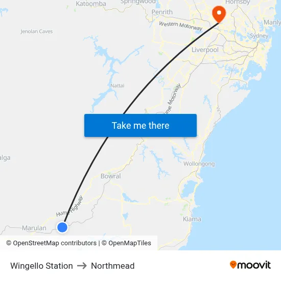 Wingello Station to Northmead map