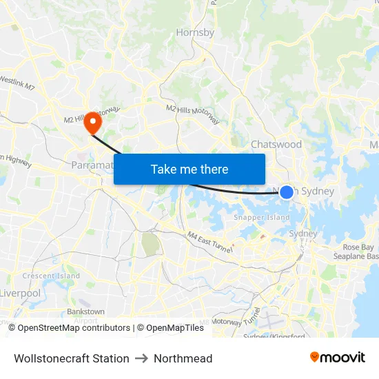 Wollstonecraft Station to Northmead map