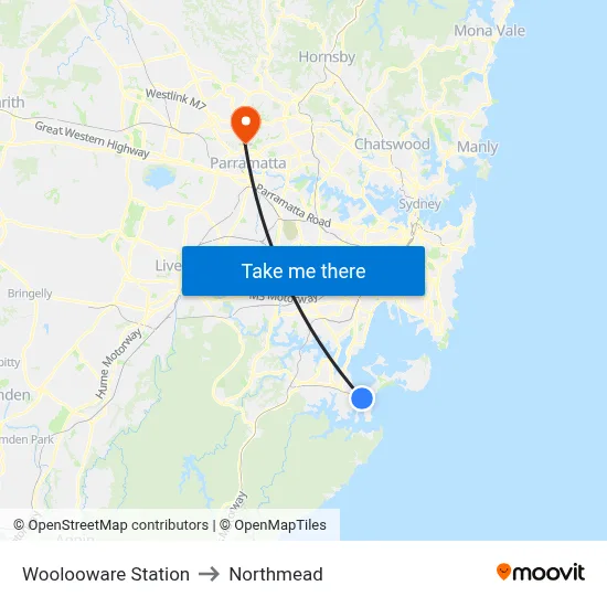 Woolooware Station to Northmead map