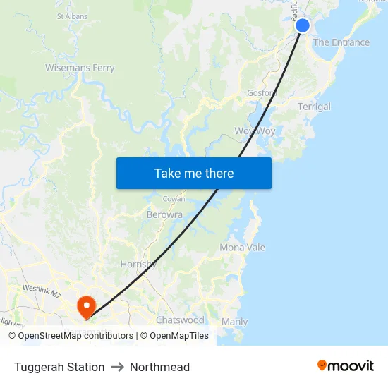 Tuggerah Station to Northmead map