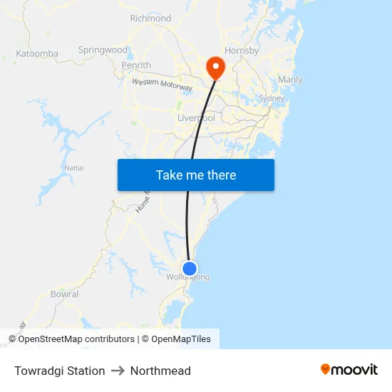 Towradgi Station to Northmead map