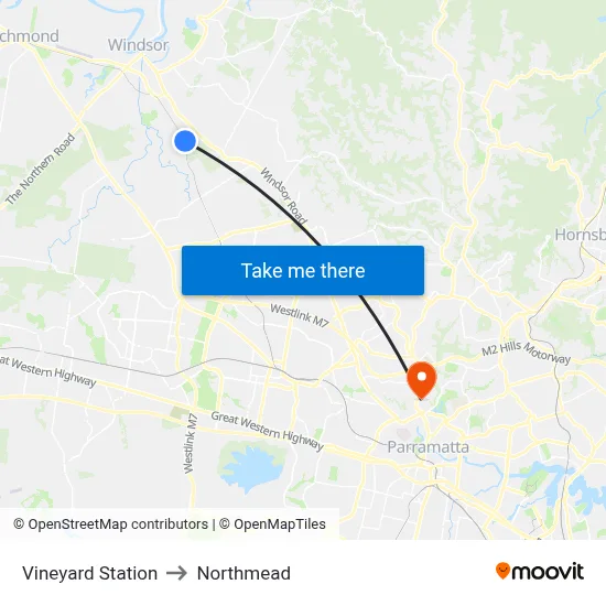 Vineyard Station to Northmead map