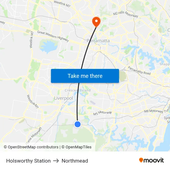 Holsworthy Station to Northmead map