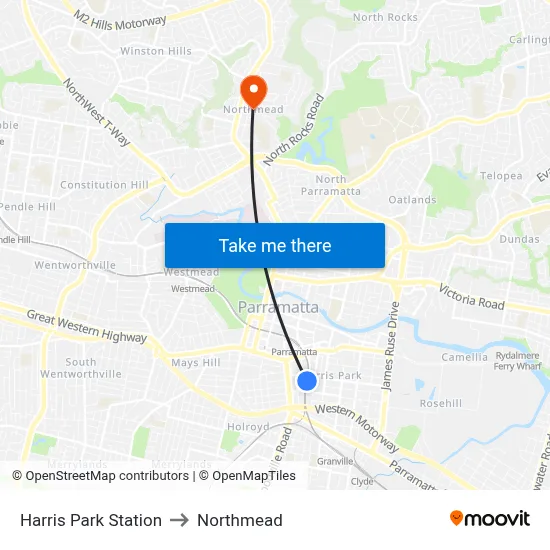 Harris Park Station to Northmead map